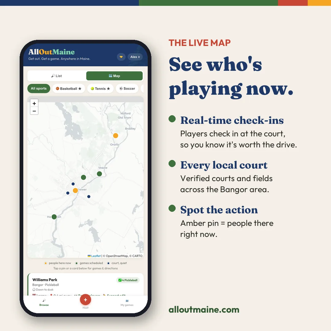 AllOutMaine launch post introducing the live map